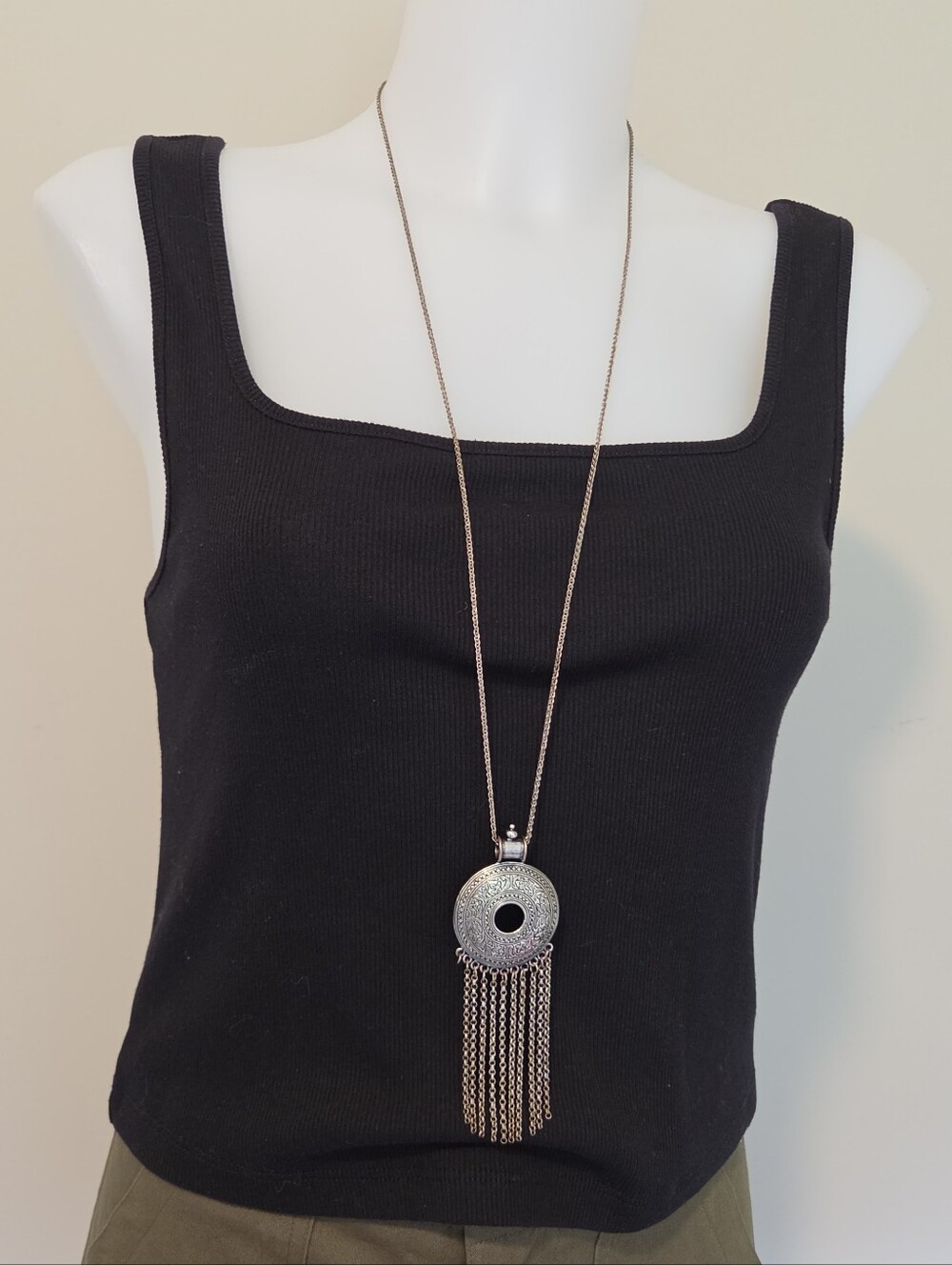 Boho Medallion Fringe Necklace